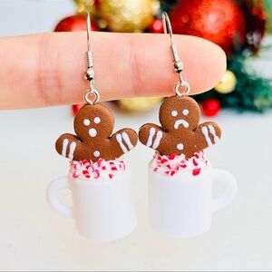 Gingerbread Man in Hot Choco - Handmade Earrings